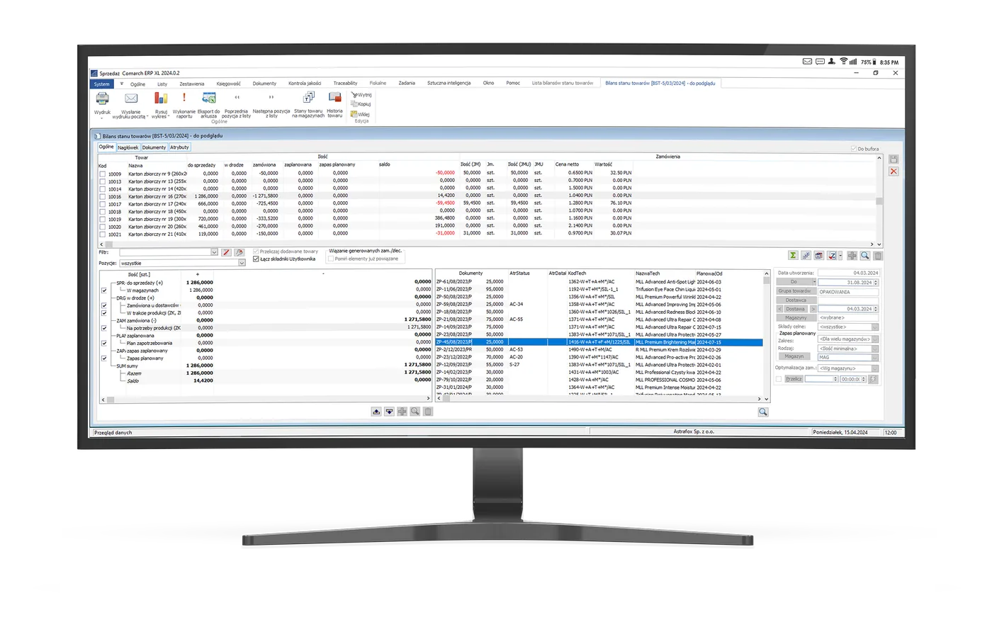 Specialist analyzing the operation of a Comarch ERP XL system