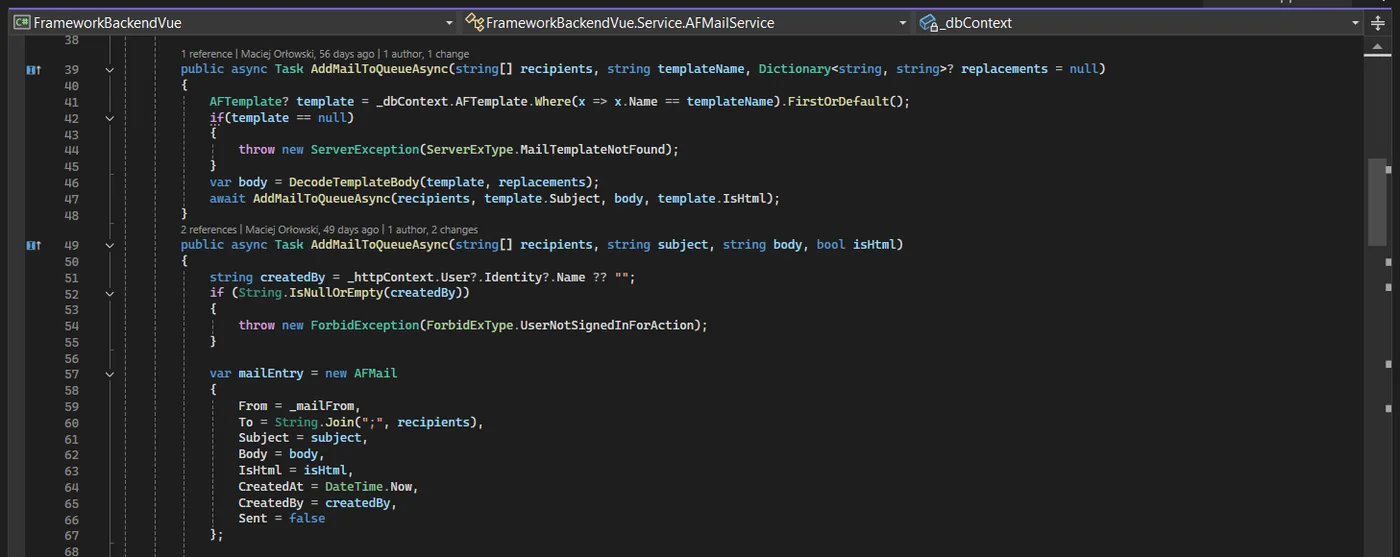 Software developer working with application code at the Astrafox software house